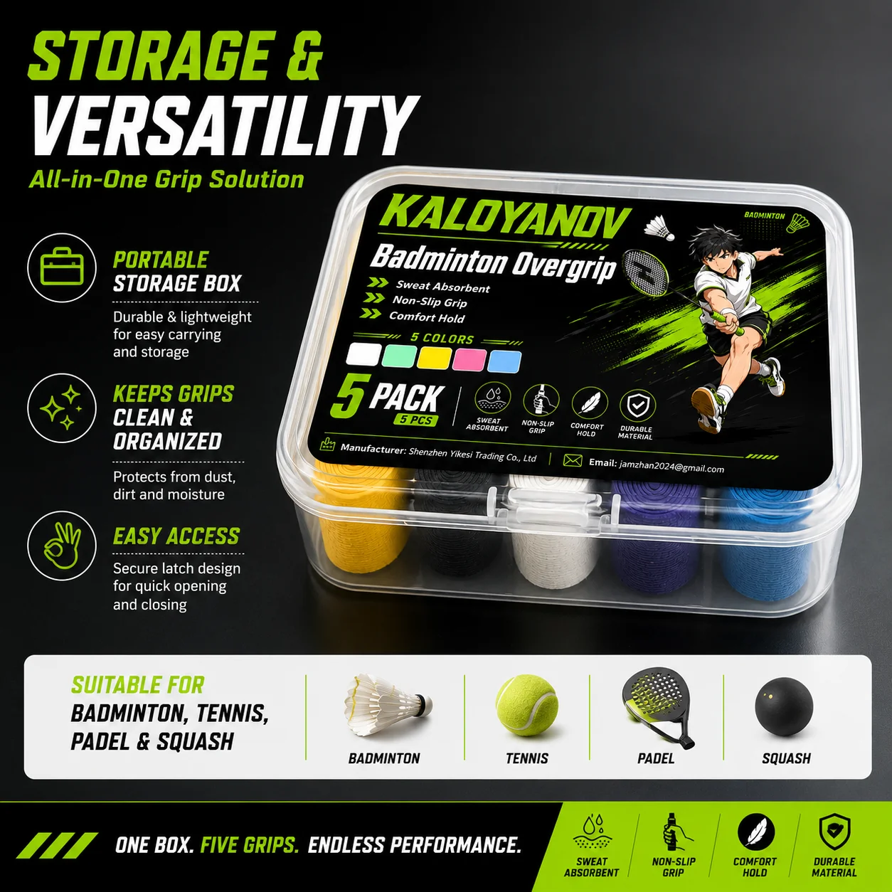 Overgrip per racchette da tenn - Badminton Materi recensione e prezzo