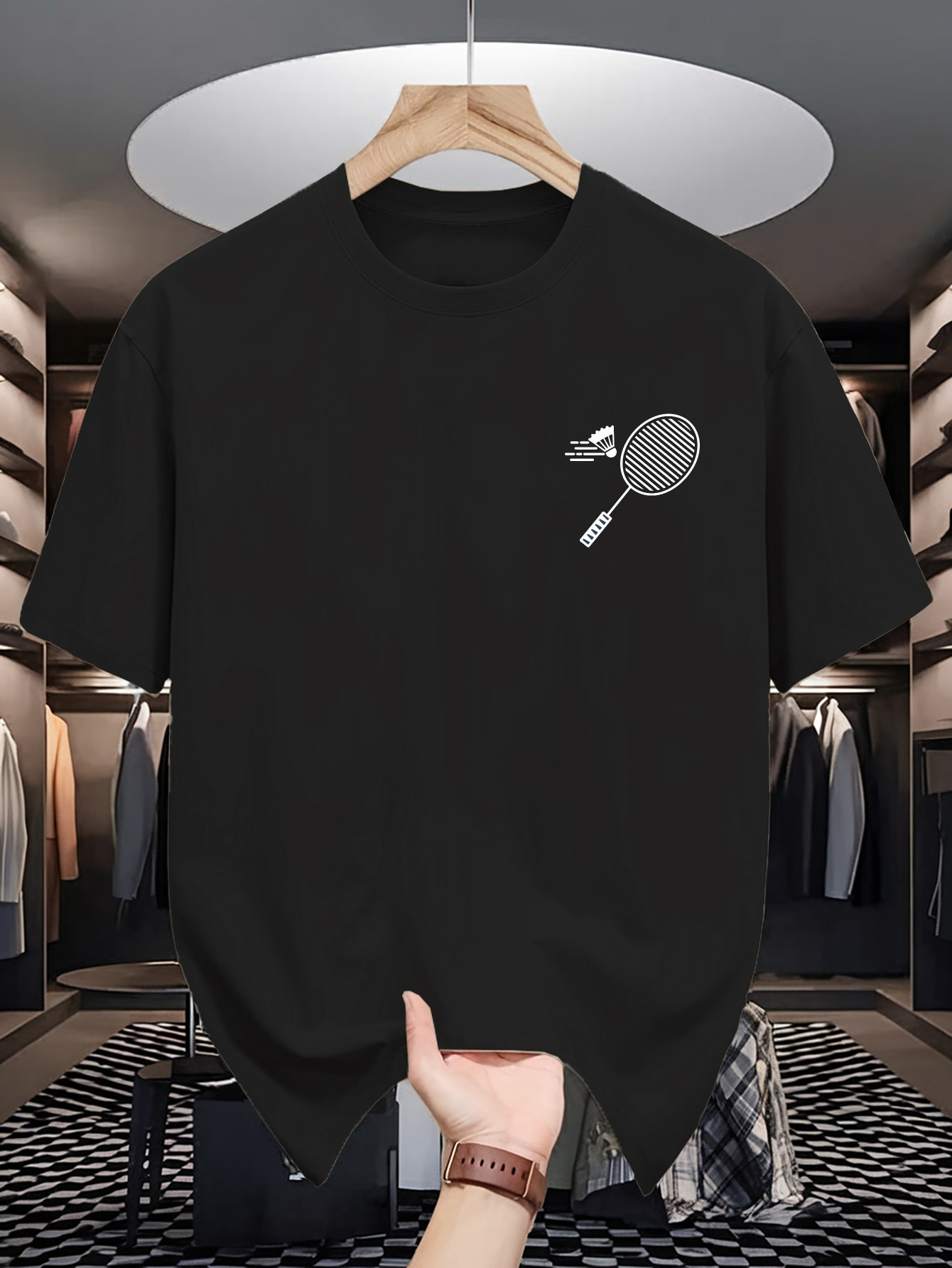 T-shirt girocollo da uomo con  - Badminton Shuttlecock recensione e prezzo